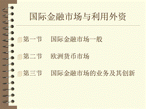 金融学培训课程-国际金融市场与利用外资.ppt