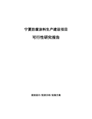 宁夏防腐涂料生产建设项目研究报告.docx