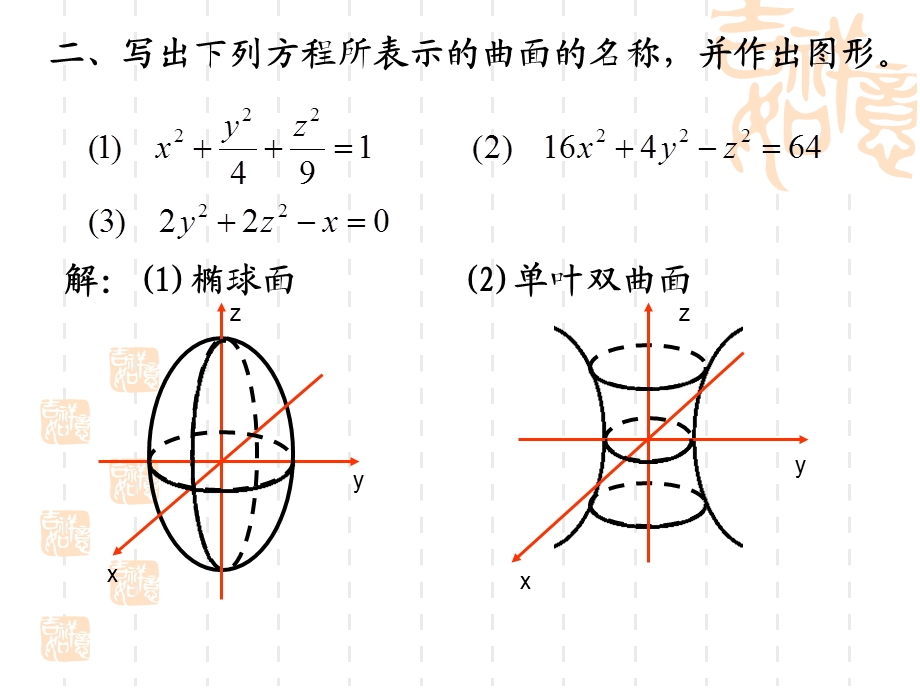 高等数学课后习题2二次曲面.ppt_第2页