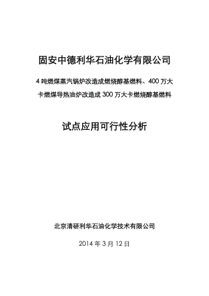 燃烧醇基燃料锅炉试点应用可行性分析.doc