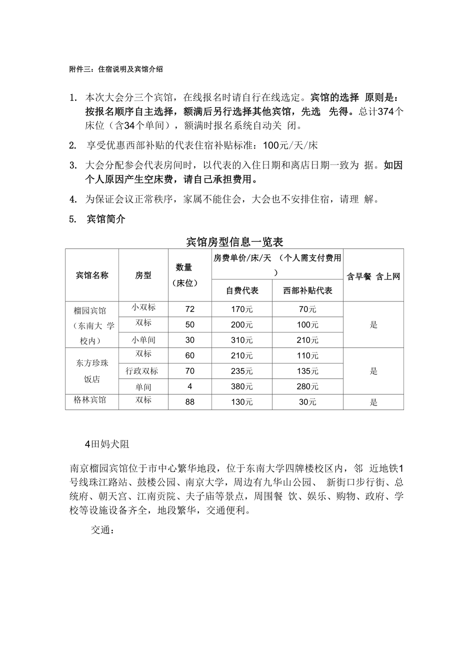 住宿说明及宾馆介绍.docx_第1页