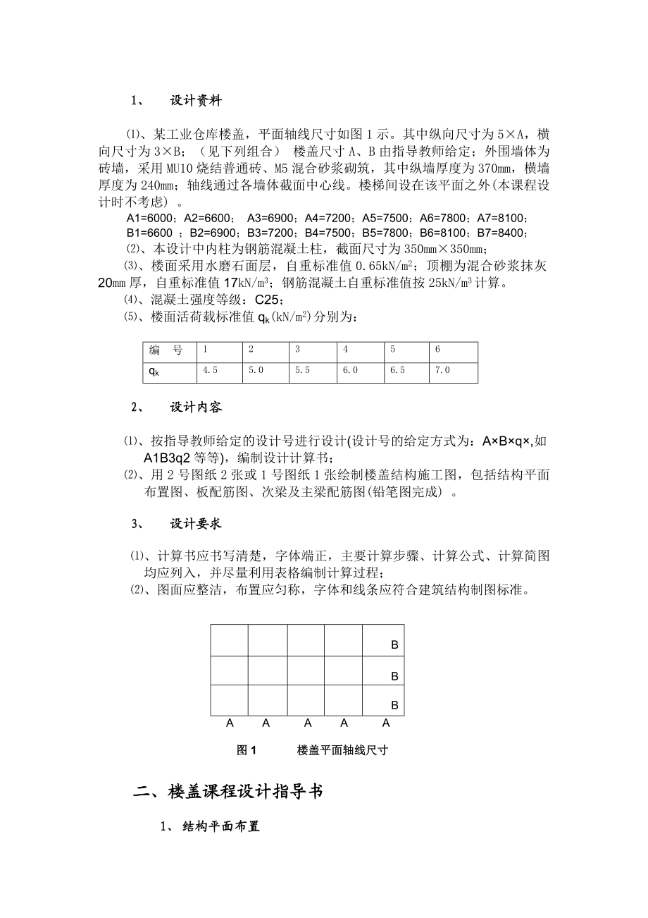 混凝土楼盖课程设计任务书.doc_第2页