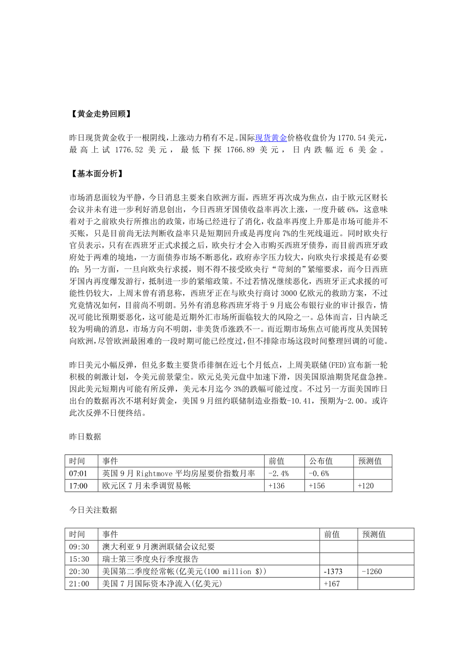 金道贵金属：黄金强势持续短期有回调可能.doc_第1页