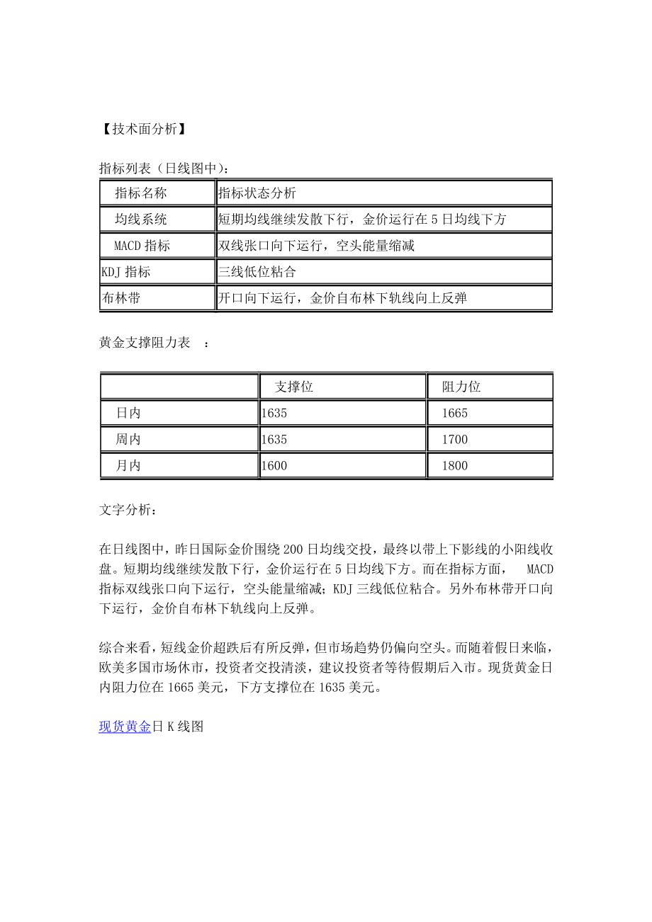 金道贵金属黄金日评：假日前交投清澹黄金价格震荡休整.doc_第2页