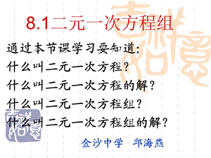 新人教版七年级数学下册第8章1节《二元一次方程组》PPT课件.ppt