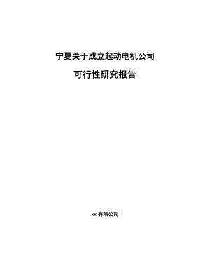 宁夏关于成立起动电机公司可行性研究报告参考范文.docx