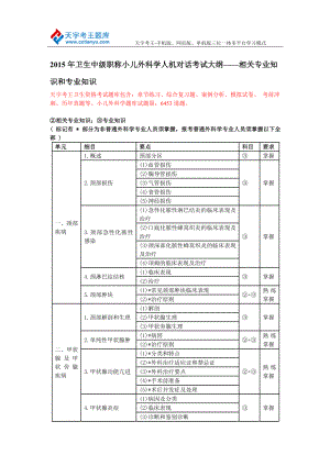 卫生中级职称小儿外科学人机对话考试大纲——相关专业知识和专业知识.doc