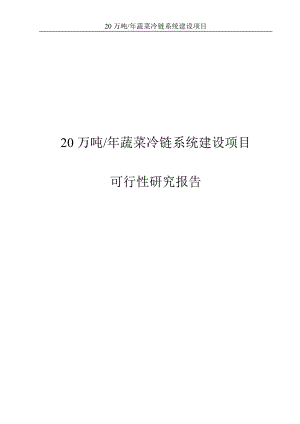 20万吨蔬菜冷链物流建设项目可行性研究报告.doc