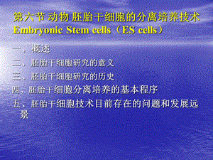 第六节动物胚胎干细胞的分离培养技术EmbryonicStemcells名师编辑PPT课件.ppt