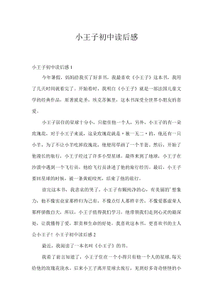 小王子初中读后感.docx