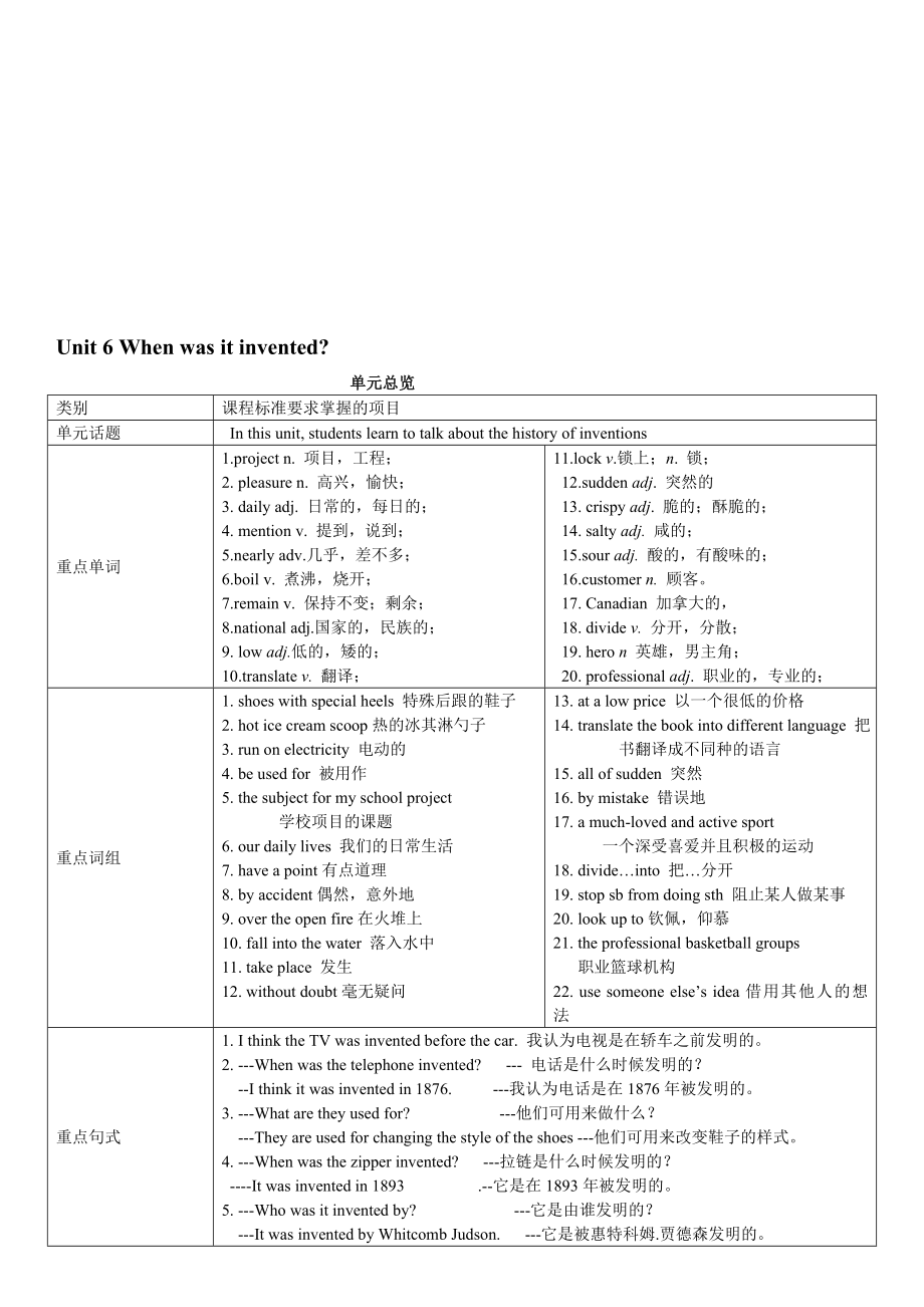 Unit6Whenwasitinvented全单元导学案6课时教学文档.doc_第1页