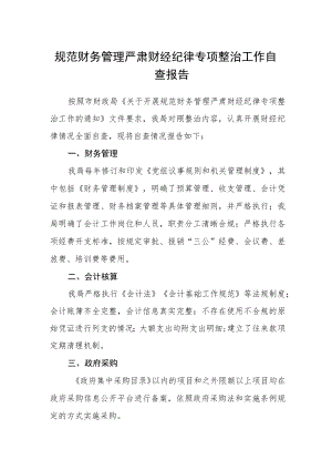 规范财务管理严肃财经纪律专项整治工作自查报告.docx