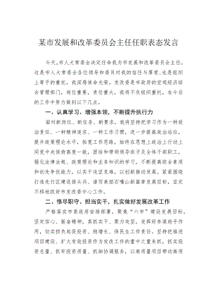 某市发展和改革委员会主任任职表态发言.docx