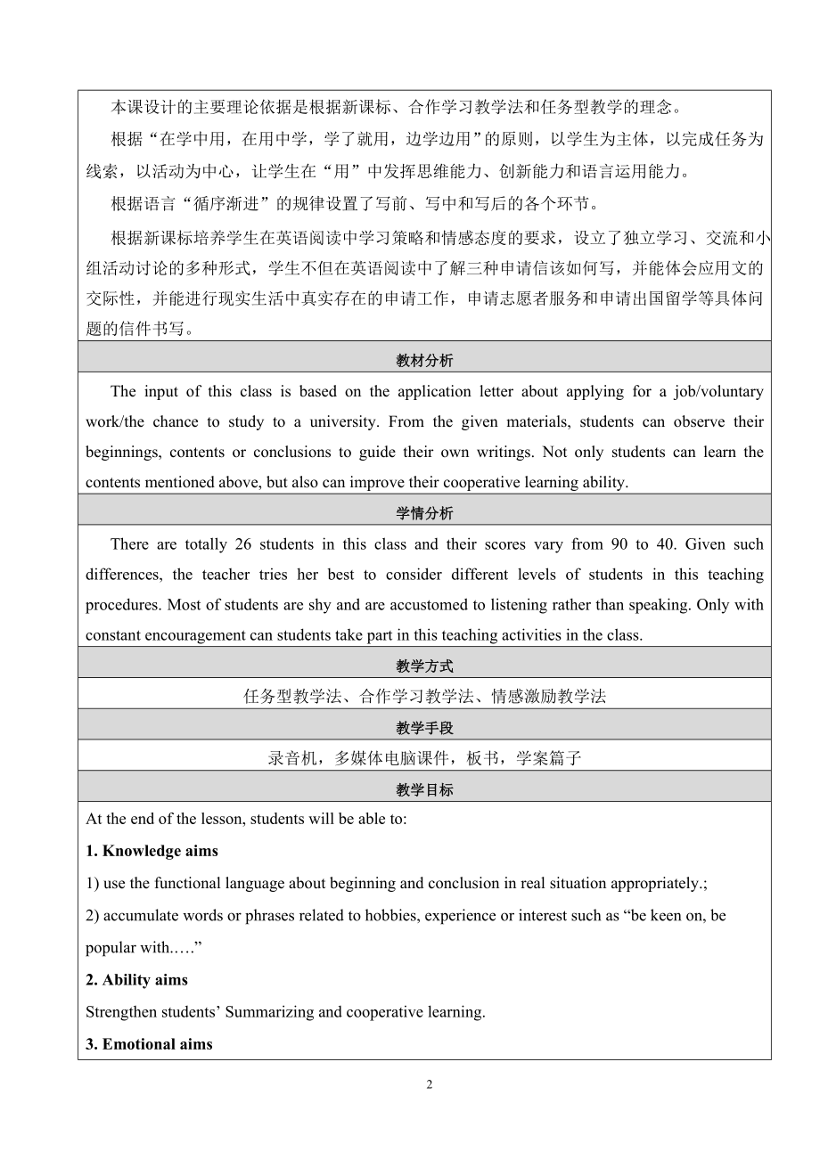 Writinganapplicationletter教学设计教学文档.doc_第2页