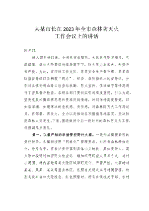 某某市长在2023年全市森林防灭火工作会议上的讲话.docx