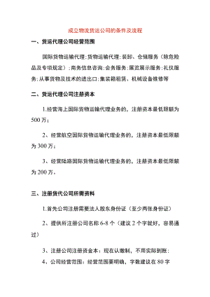 成立物流货运公司的条件及流程.docx