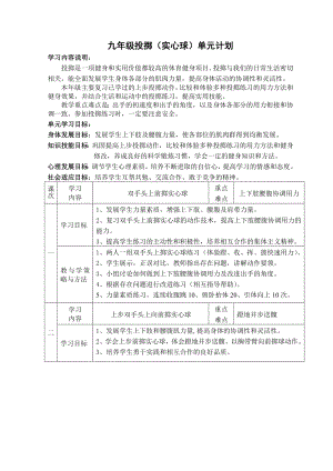 九年级投掷(实心球)单元计划.doc