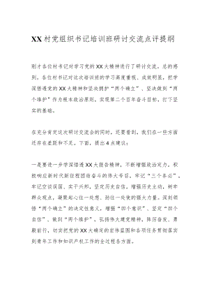 XX村党组织书记培训班研讨交流点评提纲.docx