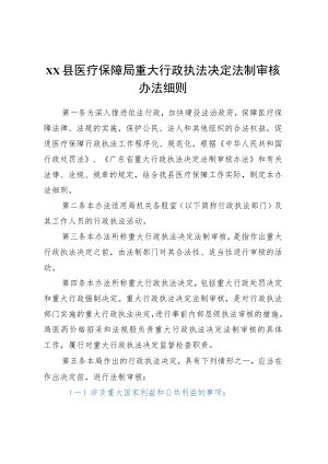 XX县医疗保障局重大行政执法决定法制审核办法细则.docx