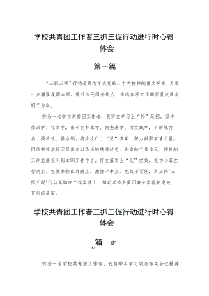 学校共青团工作者三抓三促行动进行时心得体会五篇精选.docx