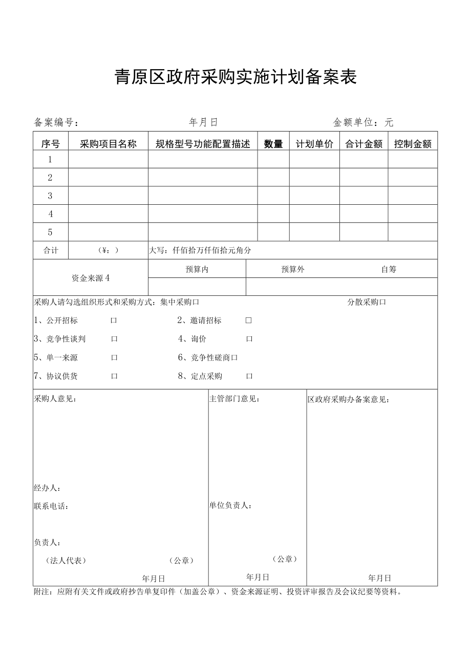 青原区政府采购实施计划备案表.docx_第1页