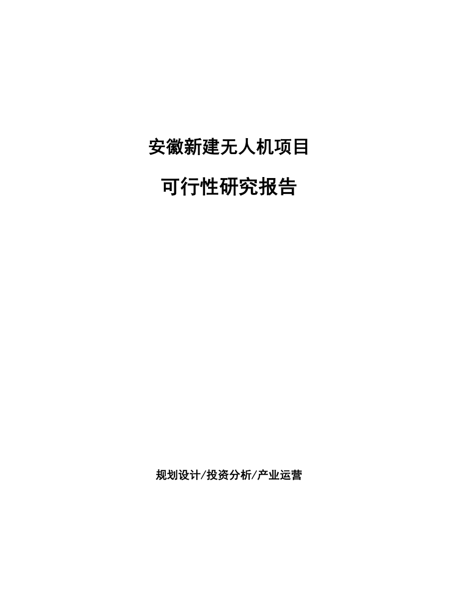 安徽新建无人机项目可行性研究报告.docx_第1页