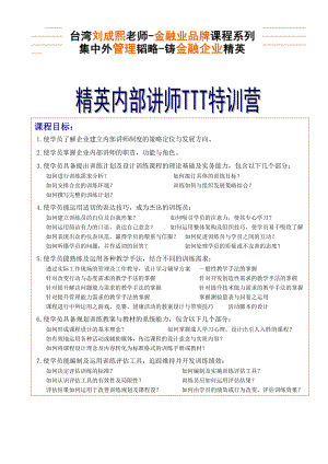 金融业精英内部讲师TTT特训营4天3晚刘成熙老师.doc