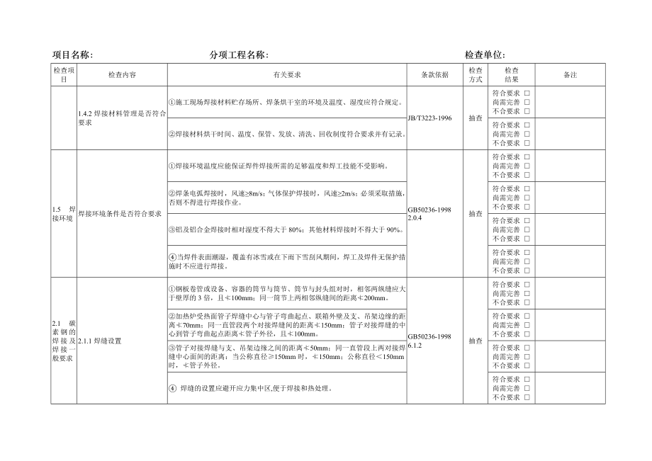 炼化一体化项目现场设备工业管道焊接质量检查表检查表.doc_第3页