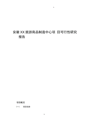 安徽XX旅游商品制造中心项项目可行性研究报告.docx