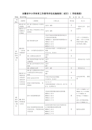 安徽省中小学体育工作督导评估实施细则模板.doc