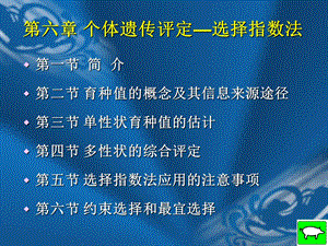 个体遗传评定选择指数法.ppt