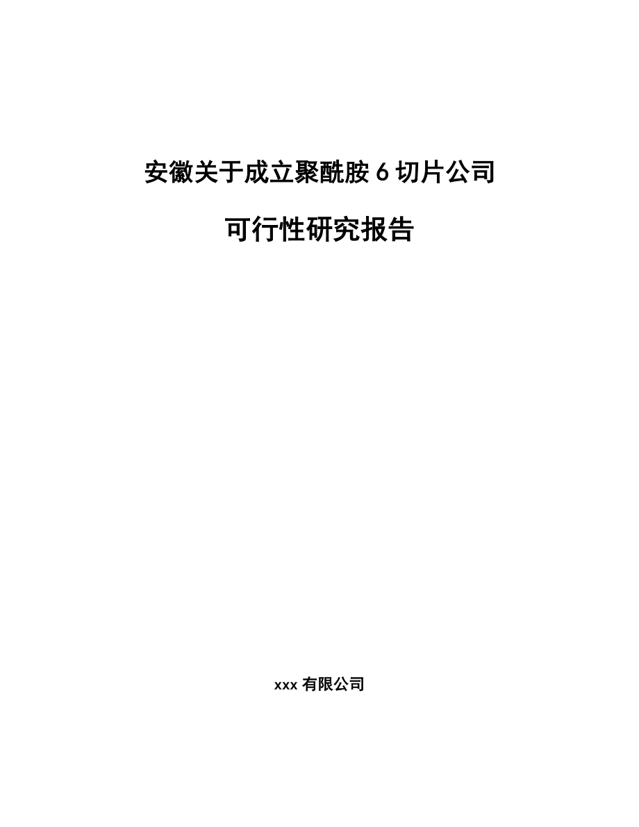 安徽关于成立聚酰胺6切片公司可行性研究报告.docx_第1页