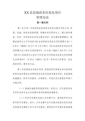 XX县县级政务信息化项目管理办法.docx