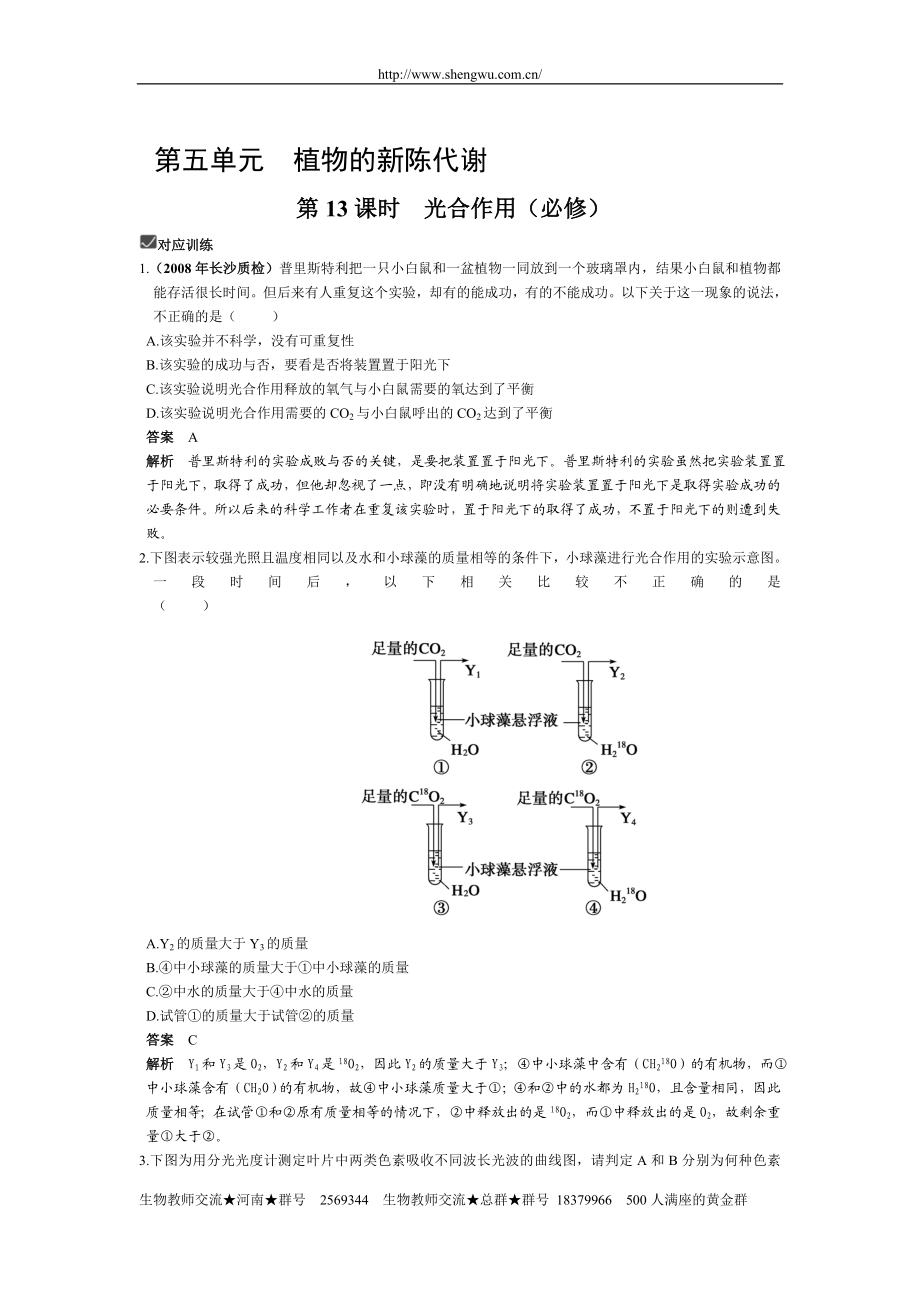 A.叶绿体的囊状.doc_第1页