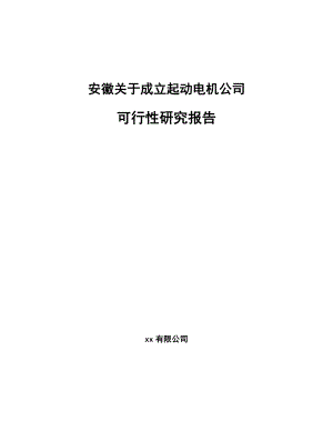 安徽关于成立起动电机公司可行性研究报告范文模板.docx