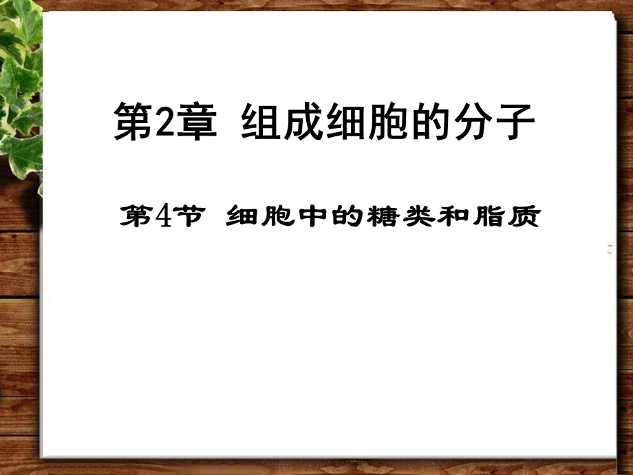 《细胞中的糖类和脂质》教学课件.ppt_第1页