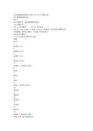 ct显示器数据线的接法=标准15针 vga头焊接方法.doc