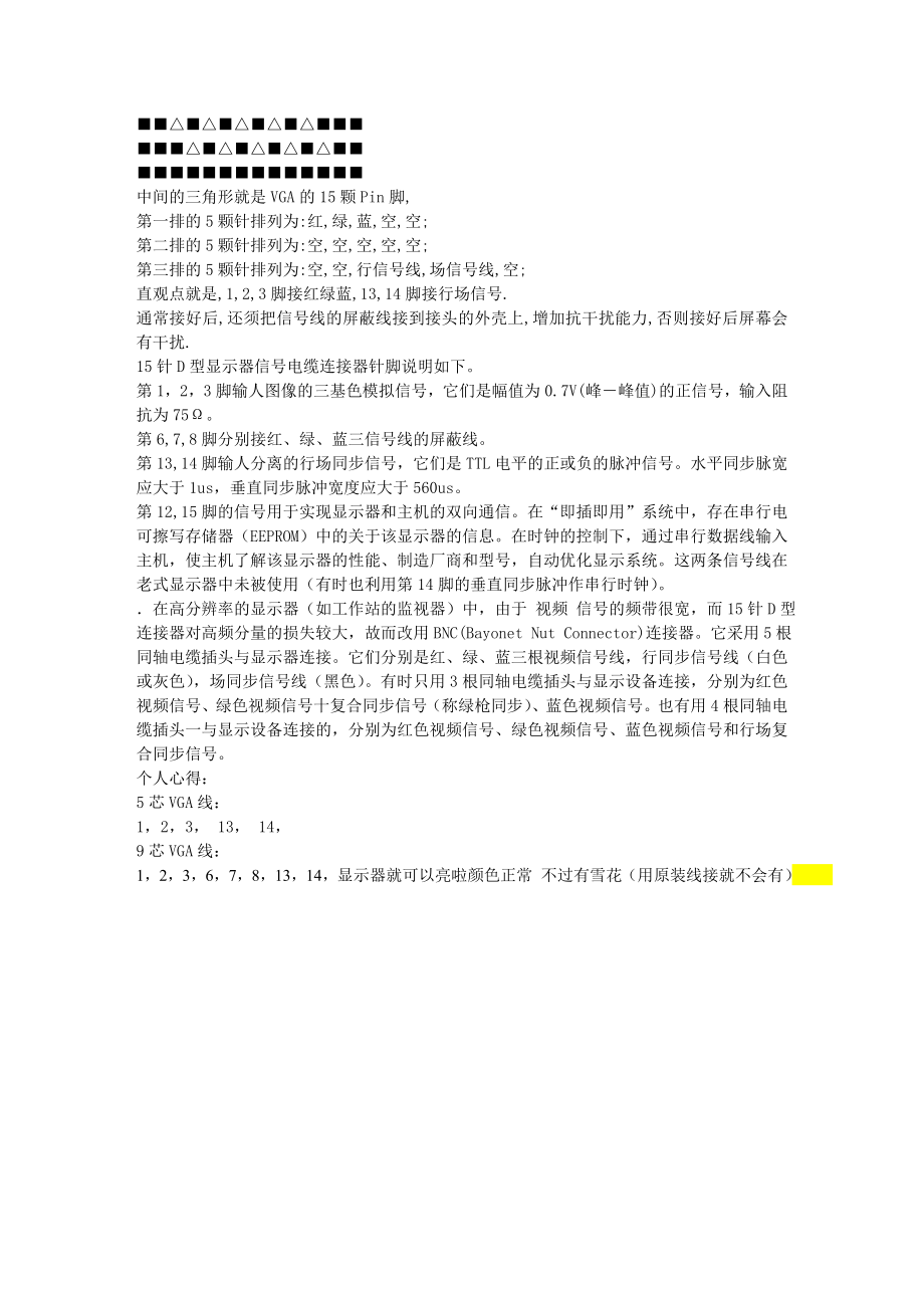 ct显示器数据线的接法=标准15针 vga头焊接方法.doc_第3页