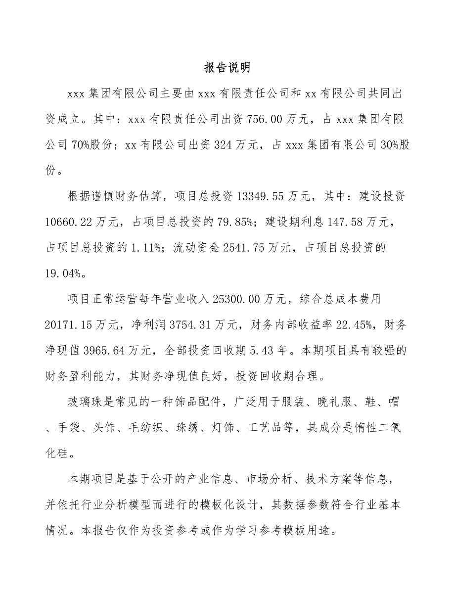 宁波关于成立玻璃珠公司可行性研究报告模板范本.docx_第2页