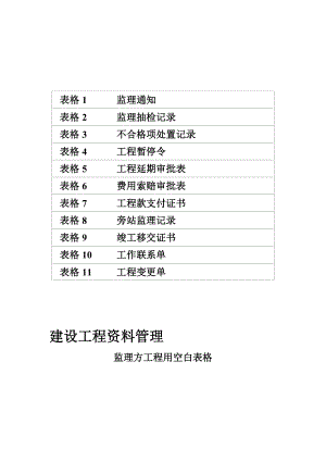 监理方工程用空白表格建设工程资料管理.doc