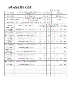 电线绝缘电阻测试记录.doc