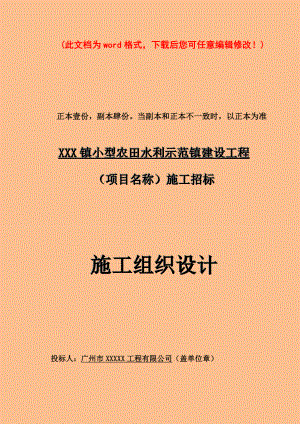 小型农田水利示范镇建设工程建设施工组织设计完整版.doc