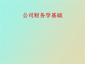 公司财务学基础.ppt