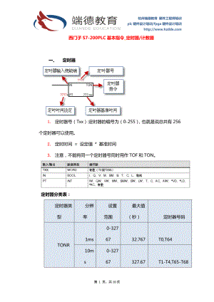 plc培训教程,西门子S7200PLC基本指令定时器和计数器.doc