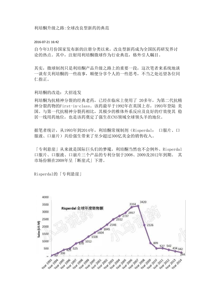 利培酮升级之路：全球改良型新药的典范.docx_第1页