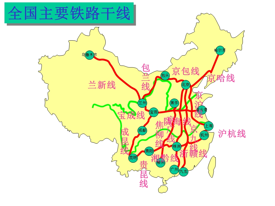 初二地理课件中国的主要铁路和海港.ppt_第2页