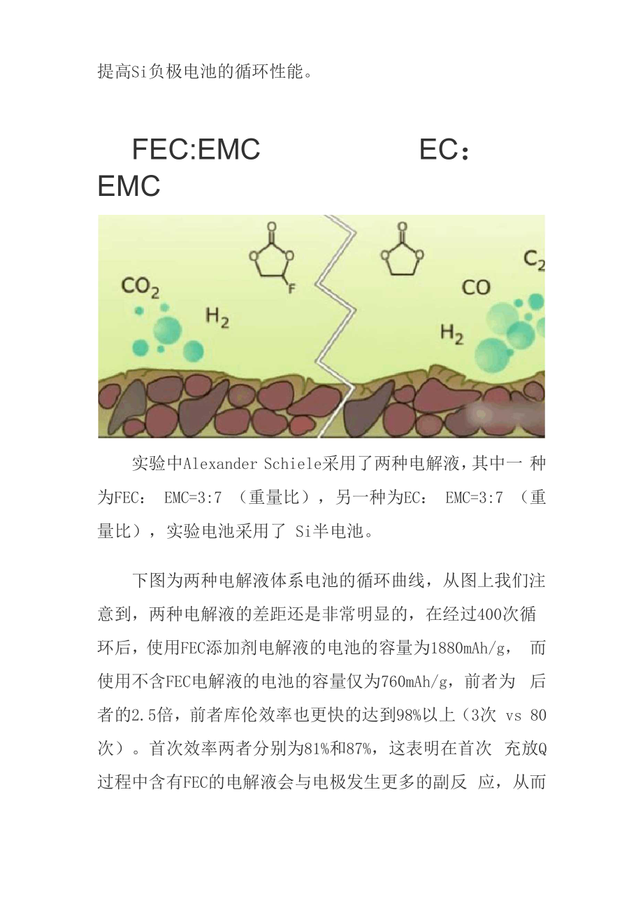 功能添加剂FEC在含Si锂离子电池中的作用机理.docx_第2页