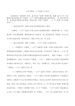 公安双随机一公开监管工作总结.docx