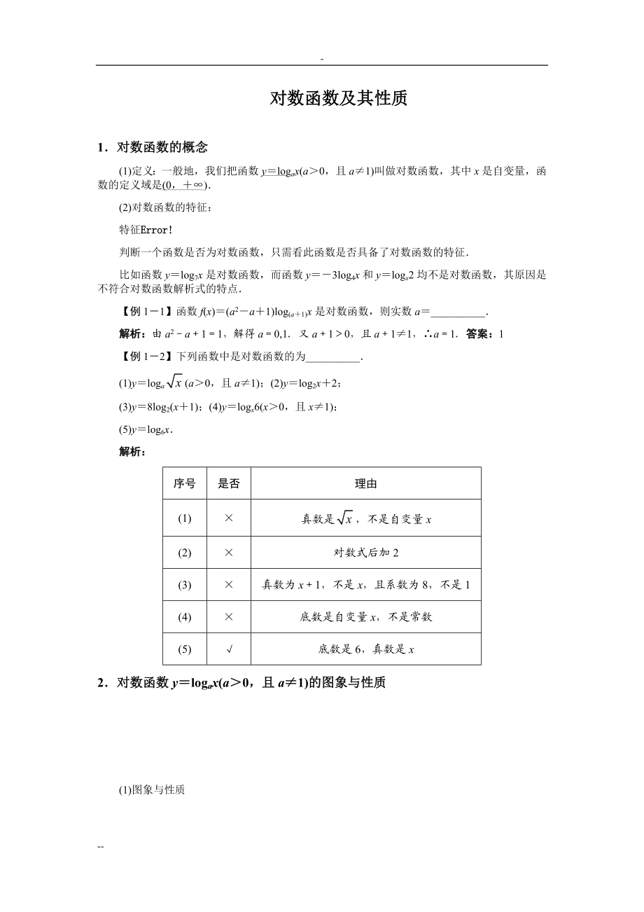 对数函数性质与练习(有答案).doc_第1页