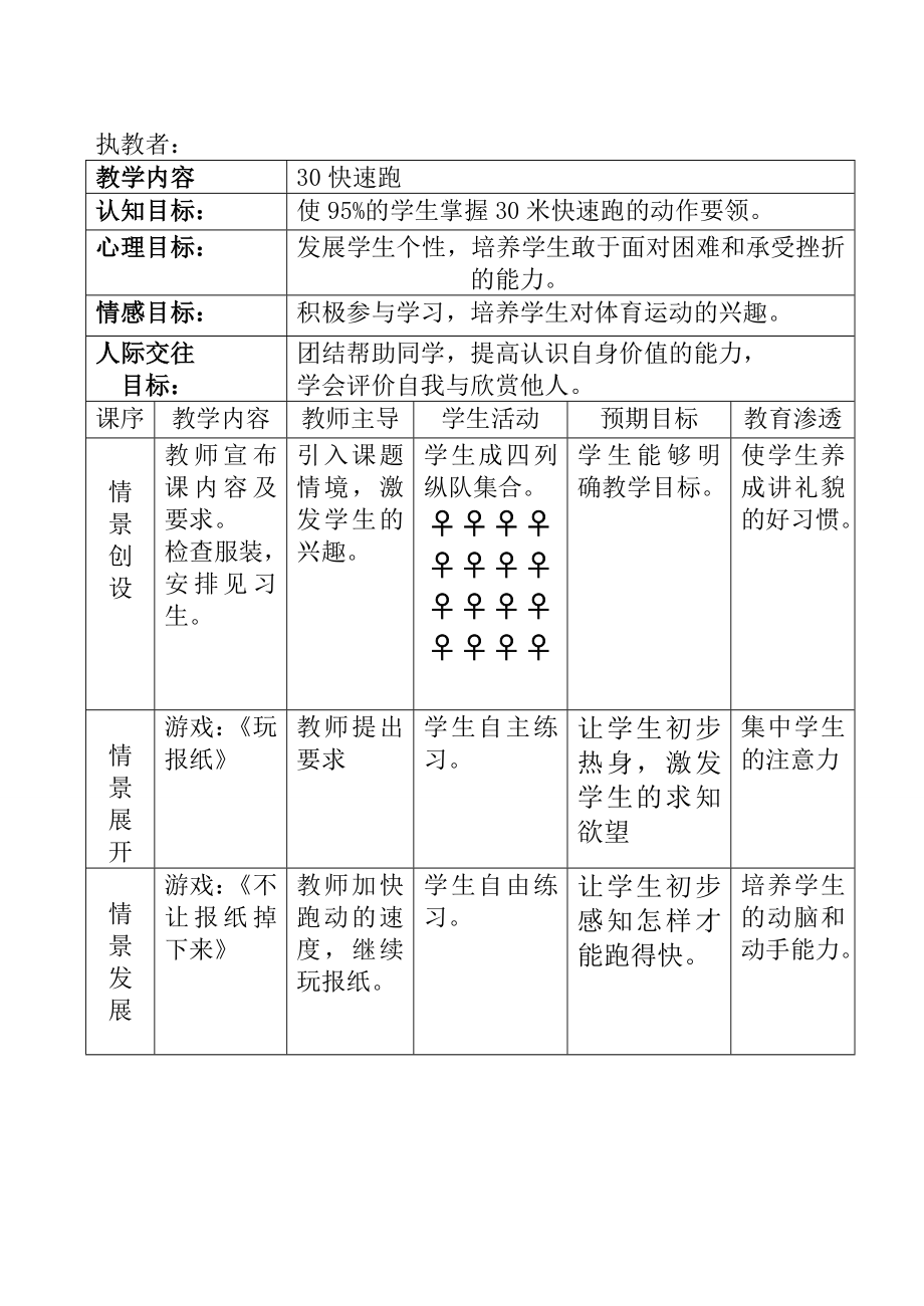 小学体育30米快速跑教案.doc_第1页